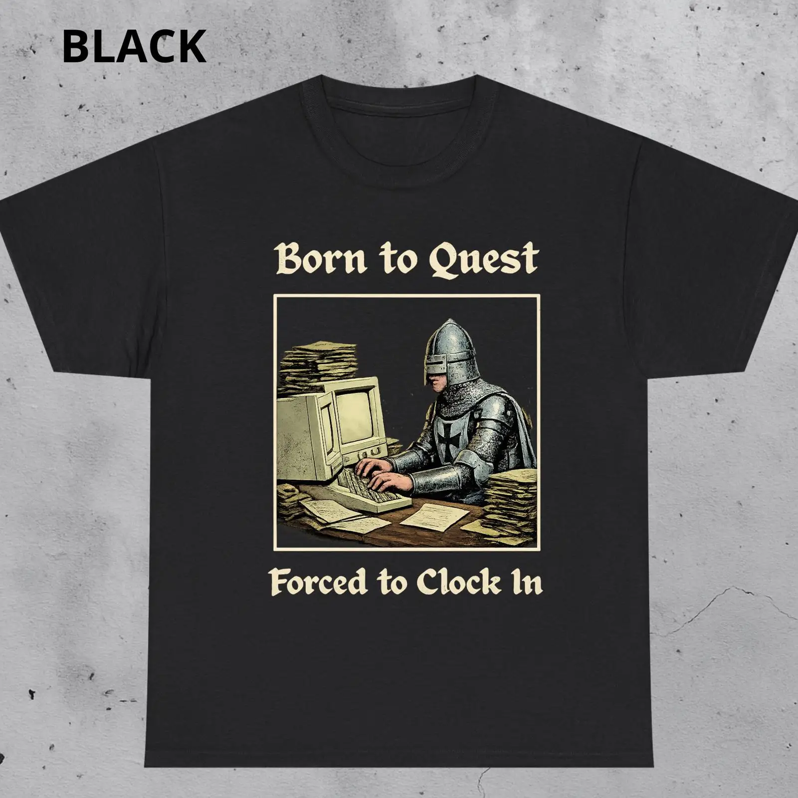 Office Quest - تي شيرت Born to Quest Forced